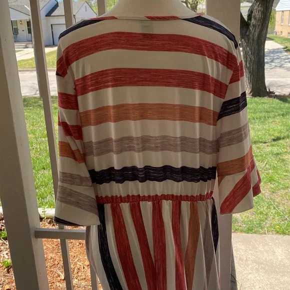 SHEIN Curve Retro Multi-colored Fun Striped Maxi Dress Rainbow Summer Spring 2XL - Picture 5 of 8